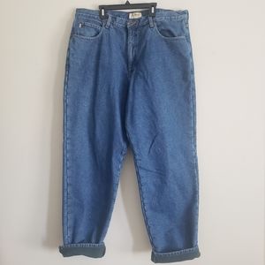 L.L. Bean Men Relaxed Fit Green Fleece Lining Jeans sz 40x34